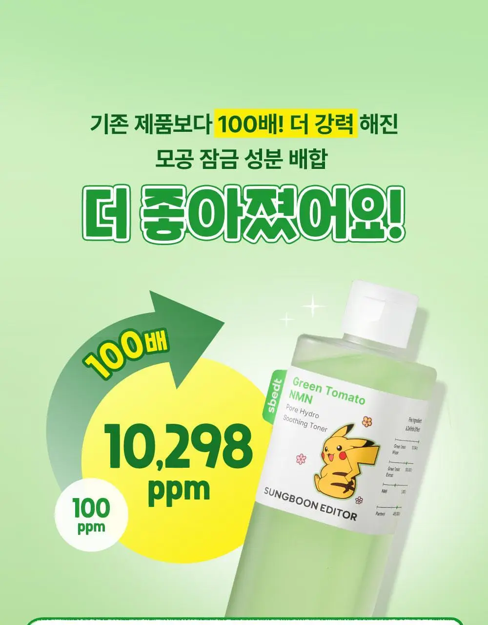 [포켓몬 에디션/모공케어] 성분에디터 그린토마토 NMN 포어 하이드로 수딩 토너 350g 기획 (+120g)* 상세페이지 9